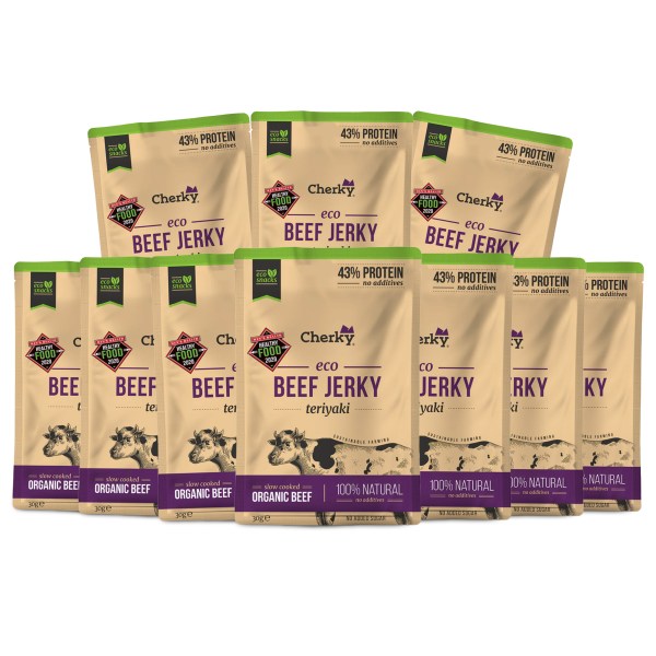 Cherky Foods Beef Jerky Eco, Teriyaki, 10-pack