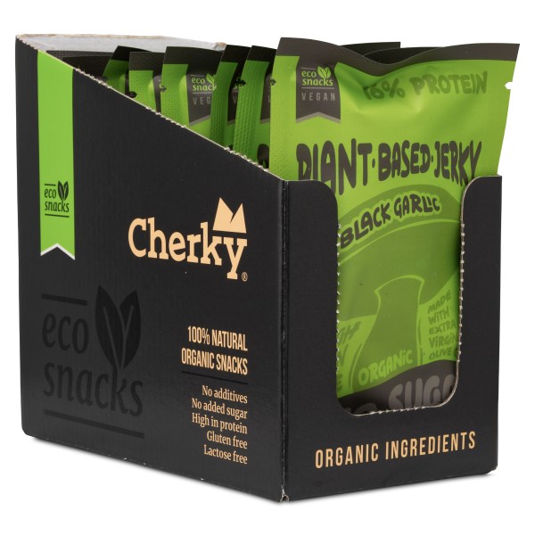 Cherky Foods Plantbased Jerky Eco, Black Garlic & Coffee, 10-pack
