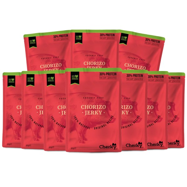 Cherky Foods Pork Jerky Eco, Chorizo, 10-pack
