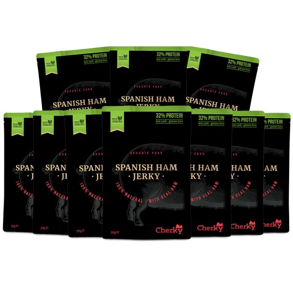 Cherky Foods Pork Jerky Eco, Spanish Ham, 10-pack