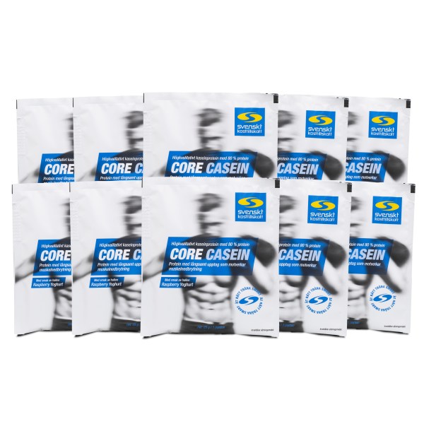 Core Casein Portionspåse, Raspberry Yoghurt, 10-pack | Träningstillskott - Proteinpulver - Kasein | Gymkraft