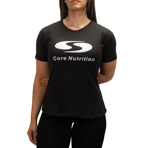 Core Nutrition Womens Logo Tee, S, Black | Träningskläder - Träningströjor - T-shirts | Gymkraft