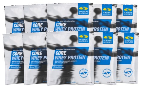 Miniatyrbild Core Whey Protein Portionspse, Choklad Milkshake, 10-pack