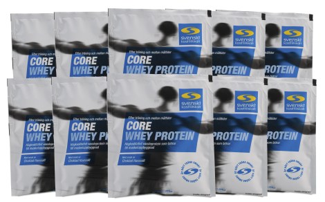 Miniatyrbild Core Whey Protein Portionsp�se, Choklad/Havssalt, 10-pack