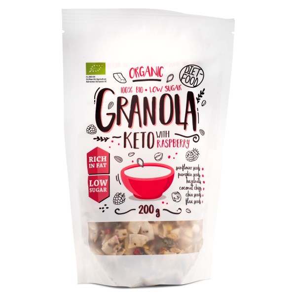 Diet Food Organic Keto Granola Raspberry 200 g
