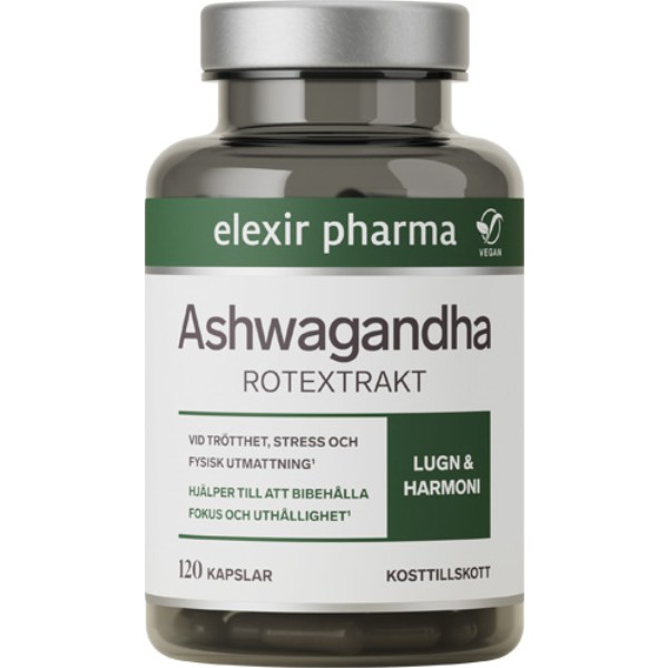 Elexir Pharma Ashwagandha, 120 kaps | Hälsa - Ashwagandha | Gymkraft