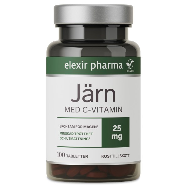 Elexir Pharma Järn med C-Vitamin, 100 tabl | Vitamin & Mineraltillskott - Mineraler - Järntillskott | Gymkraft