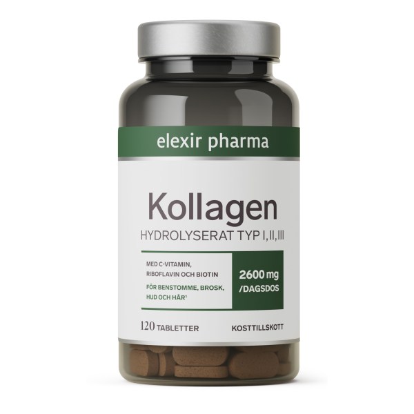 Elexir Pharma Kollagen Hydrolyserat Typ I,II,III, 120 tabl | Hälsa - Kollagen | Gymkraft