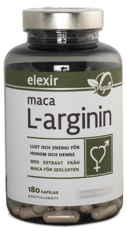 Miniatyrbild Elexir Pharma Maca L-arginin, 180 kaps