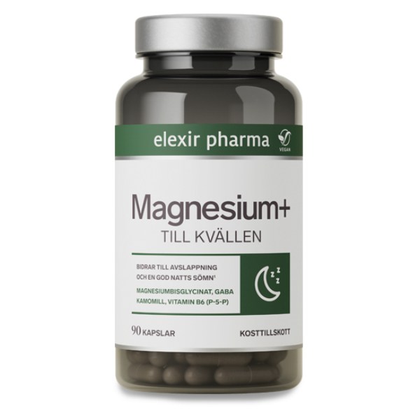 Elexir Pharma Magnesium+ Till kvällen, 90 kaps | Vitamin & Mineraltillskott - Mineraler - Magnesium | Gymkraft