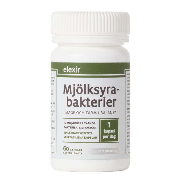 Elexir Pharma Mjölksyrabakterier, 60 kaps | Hälsa - Mage & Tarm - Mjölksyrabakterier | Gymkraft
