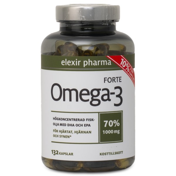 Elexir Pharma Omega-3 Forte, 132 kaps | Hälsa - Omega-fettsyror - Omega-3 | Gymkraft