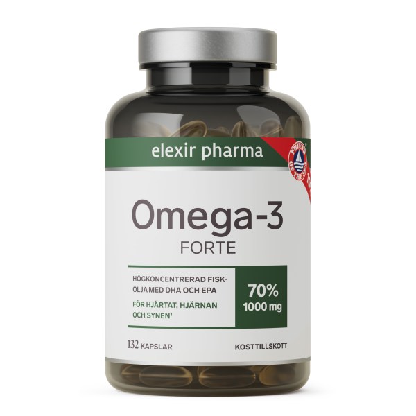 Elexir Pharma Omega-3 Forte, 132 kaps | Hälsa - Omega-fettsyror - Omega-3 | Gymkraft