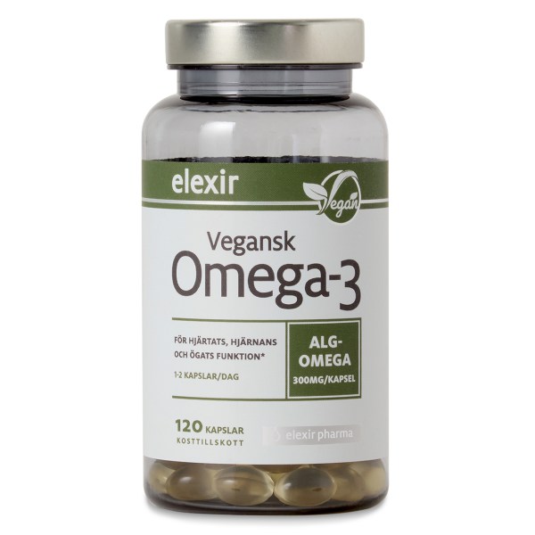 Elexir Pharma Omega-3 Vegansk, 120 kaps | Hälsa - Omega-fettsyror - Omega-3 | Gymkraft