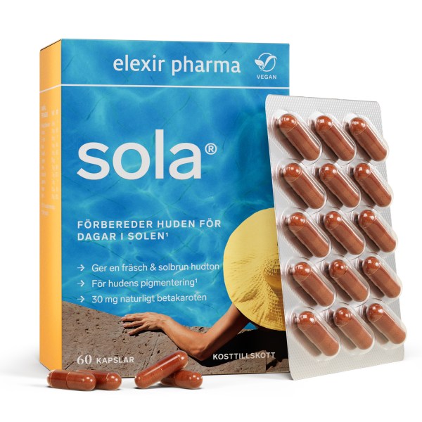 Elexir Pharma SOLA, 60 kaps | Vitamin & Mineraltillskott - Betakaroten | Gymkraft