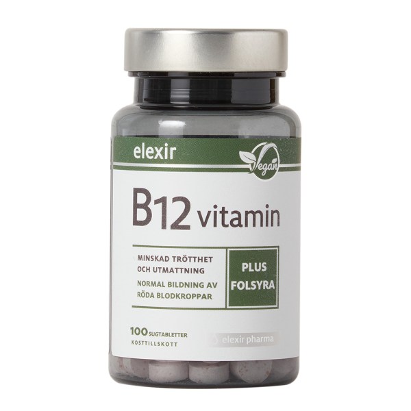 Elexir Pharma Vitamin B-12 Vegan, 100 Sugtablett | Vitamin & Mineraltillskott - Vitaminer - B-vitamin | Gymkraft