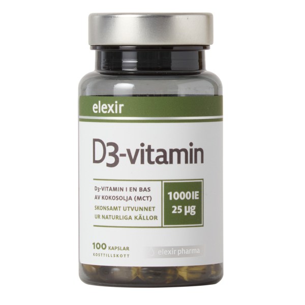 Elexir Pharma Vitamin D3 1000 IE, 100 kaps | Vitamin & Mineraltillskott - Vitaminer - D-vitamin | Gymkraft