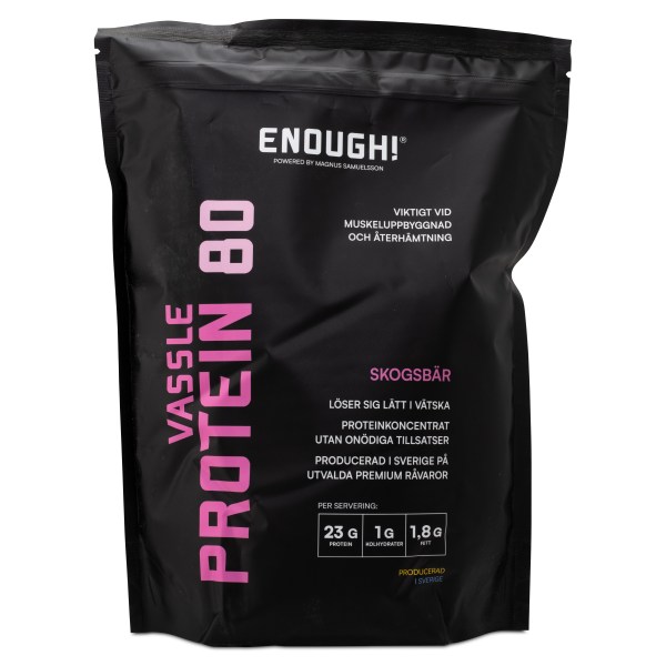 Enough Proteinkoncentrat 80, Skogsbär, 1 kg | Träningstillskott - Proteinpulver - Vassleprotein | Gymkraft