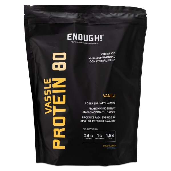 Enough Proteinkoncentrat 80, Vanilj, 1 kg | Träningstillskott - Proteinpulver - Vassleprotein | Gymkraft