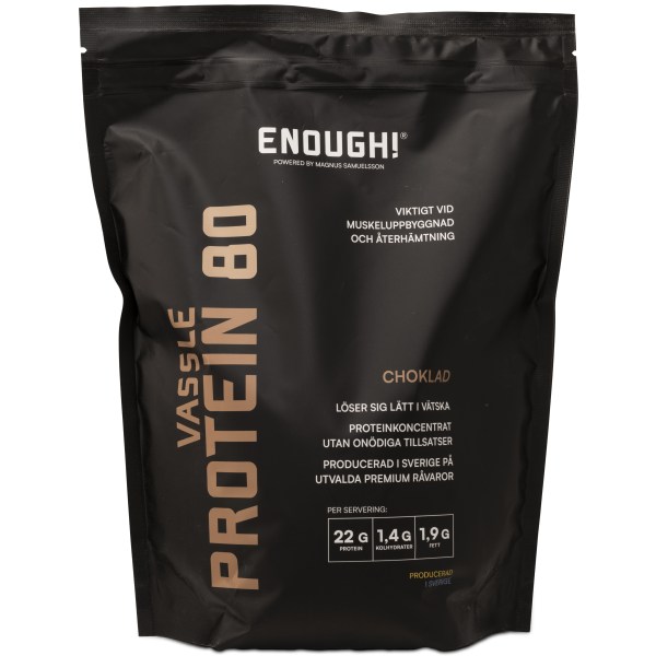 Enough Proteinkoncentrat 80, Choklad, 1 kg | Träningstillskott - Proteinpulver - Vassleprotein | Gymkraft