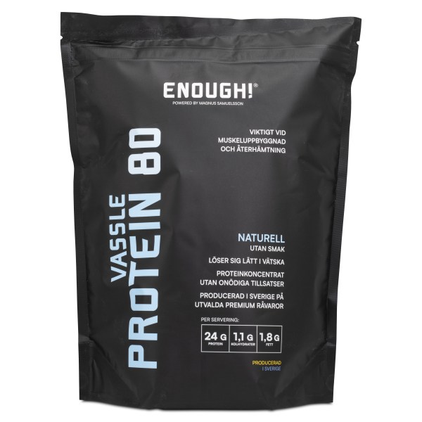 Enough Proteinkoncentrat 80, Neutral, 1 kg | Träningstillskott - Proteinpulver - Vassleprotein | Gymkraft