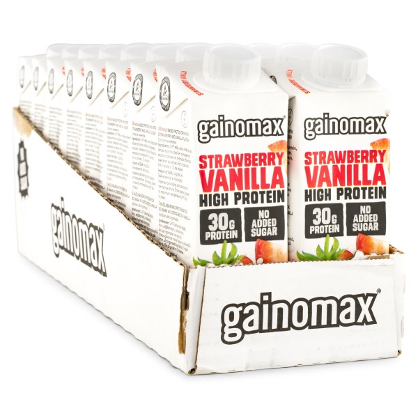 Gainomax High Protein Drink, Strawberry Vanilla, 16-pack