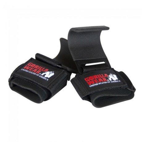 Miniatyrbild Gorilla Wear Weight Lifting Hooks, One size, Black