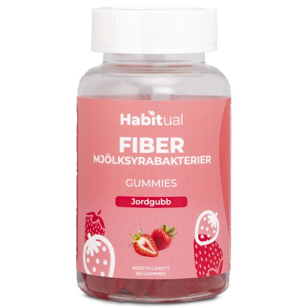 Habitual Fiber/Mjölksyrabakterie Gummies, Jordgubb, 60 Gummies | Hälsa - Mage & Tarm - Förstoppning & Fiber | Gymkraft