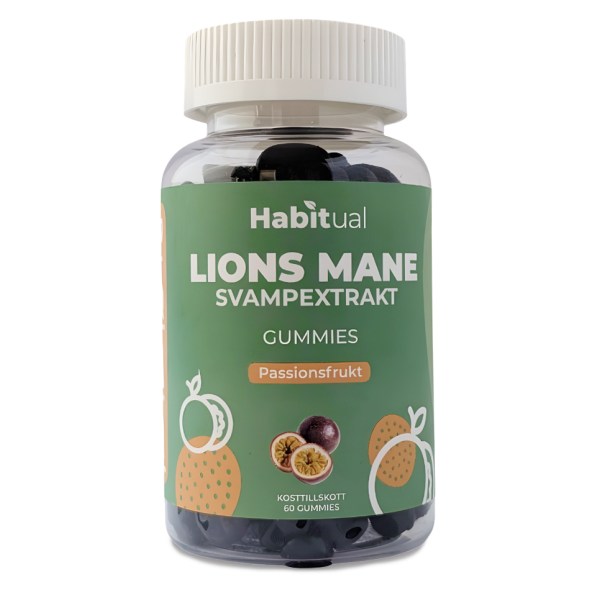 Habitual Lions Mane Gummies, Passionsfrukt, 60 Gummies | Hälsa - Fokus & Koncentration | Gymkraft