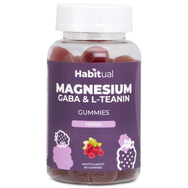 Habitual Magnesium L-teanin & Gaba Gummies, Hallon, 60 Gummies | Vitamin & Mineraltillskott - Mineraler - Magnesium | Gymkraft