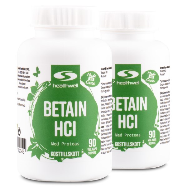 Healthwell Betain HCL, 180 kaps