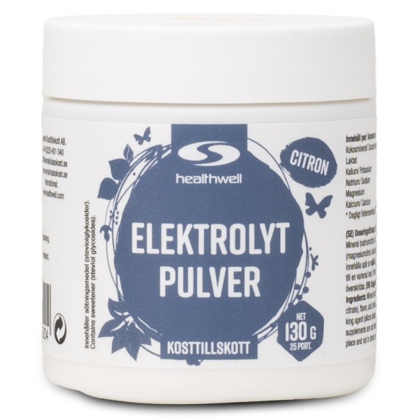Healthwell Elektrolytpulver, Citron, 130 g | Träningstillskott - Under Träning - Vätskeersättning | Gymkraft