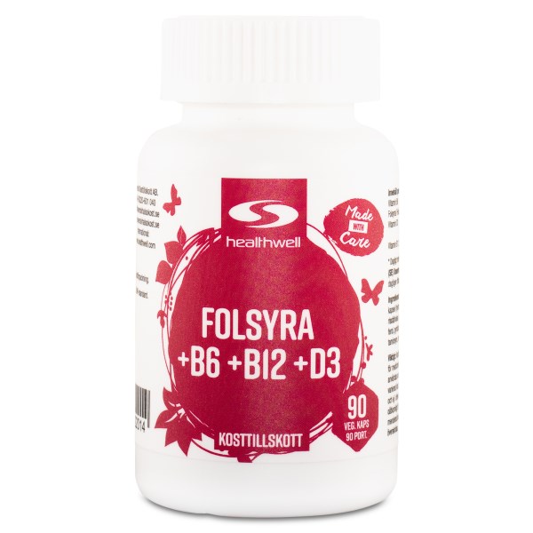 Healthwell Folsyra+B6+B12+D 90 kaps