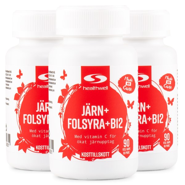 Healthwell Järn, Folsyra, B12, 270 kaps