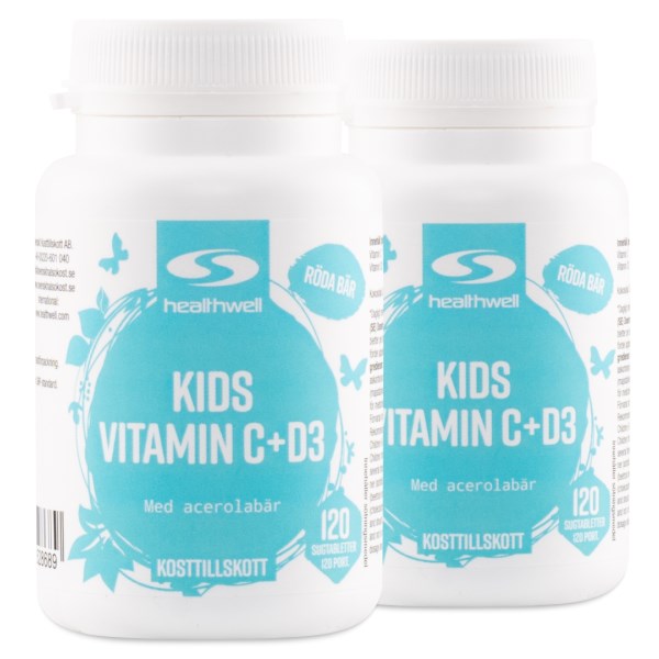 Healthwell Kids Vitamin C+D3, 240 tuggtabletter