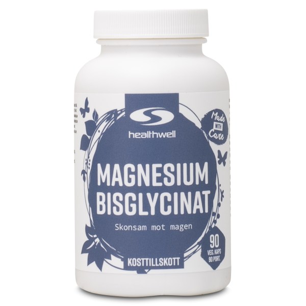 Healthwell Magnesium Bisglycinat, 90 kaps | Vitamin & Mineraltillskott - Mineraler - Magnesium | Gymkraft