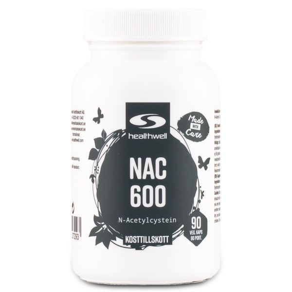 Healthwell NAC 600, 90 kaps | Träningstillskott - Aminosyror - Cystein & NAC | Gymkraft