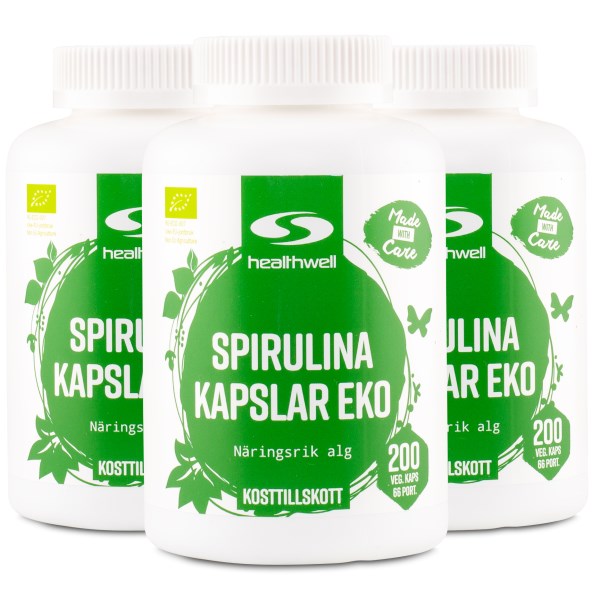 Healthwell Spirulina Kapslar EKO, 600 kaps