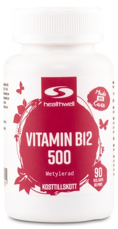 Miniatyrbild Healthwell Vitamin B12 500 Metylerad, 90 kaps