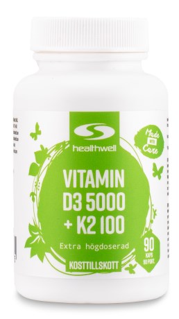 Miniatyrbild Healthwell Vitamin D3 5000 + K2 100, 90 kaps