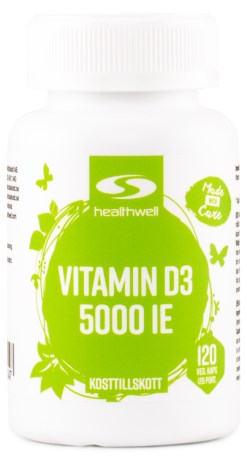 Miniatyrbild Healthwell Vitamin D3 5000 IE, 120 kaps