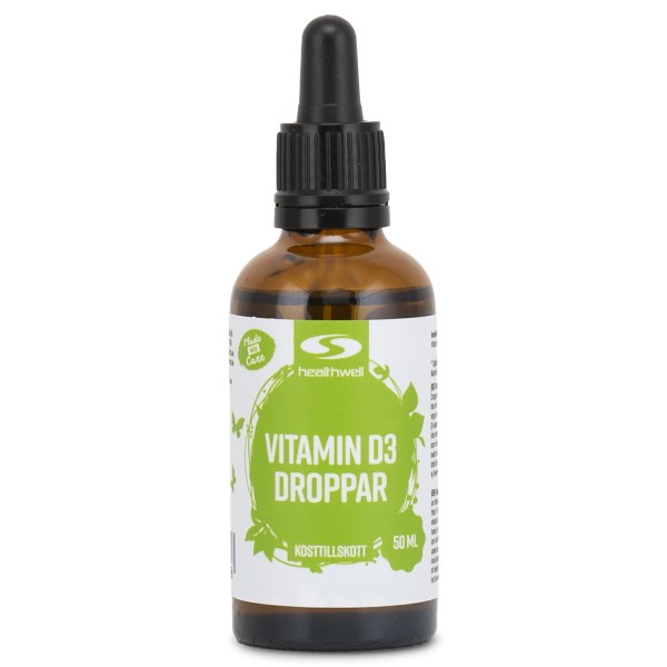 Healthwell Vitamin D3 Droppar, 50 ml | Vitamin & Mineraltillskott - Vitaminer - D-vitamin | Gymkraft