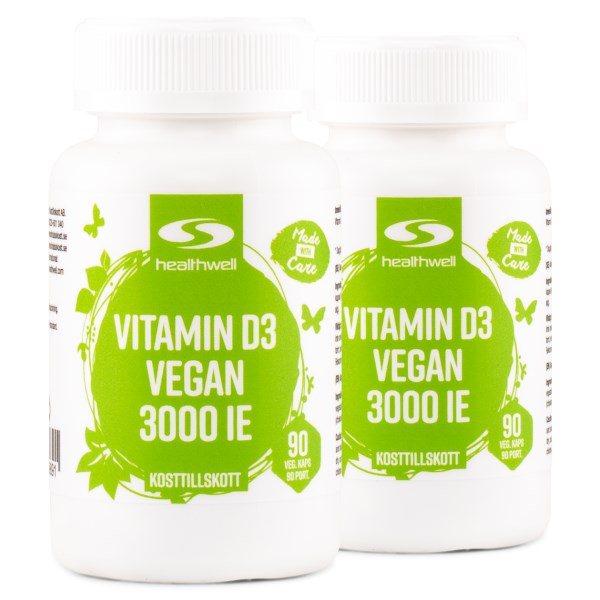 Healthwell Vitamin D3 Vegan 3000 IE, 180 kaps
