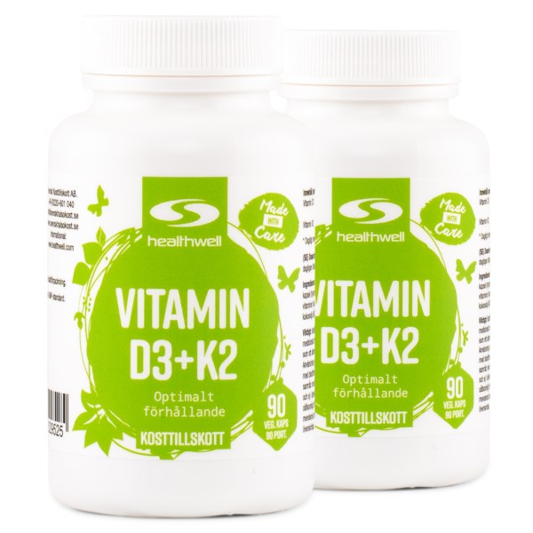 Healthwell Vitamin D3+K2, 180 kaps