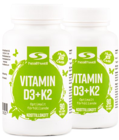 Miniatyrbild Healthwell Vitamin D3+K2, 180 kaps