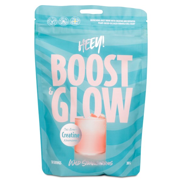 HEEY Boost & Glow, Creatine + Coll-egan, Smultron, 300 g | Träningstillskott - Före Träning - Kreatin | Gymkraft