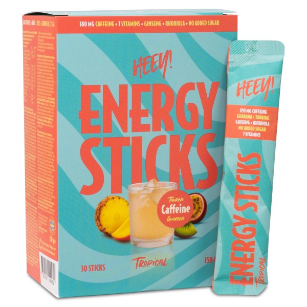 HEEY Energy Sticks Koffein+Guarana, Tropical, 30 sachéer | Träningstillskott - Före Träning - Koffein | Gymkraft