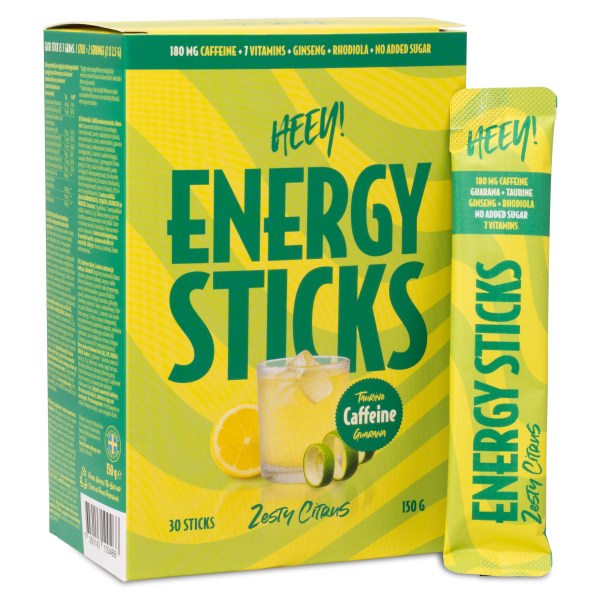 HEEY Energy Sticks Koffein+Guarana, Zesty Citrus, 30 sachéer | Träningstillskott - Före Träning - Koffein | Gymkraft