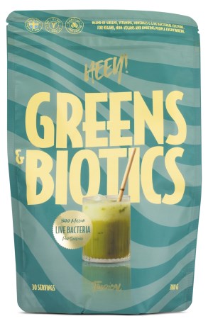 Miniatyrbild HEEY Greens & Biotics, Superfood + Probiotics, Tropical, 300 g