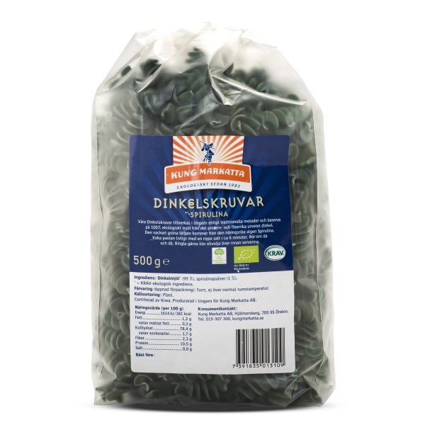 Kung Markatta Dinkelskruvar Spirulina 500 g